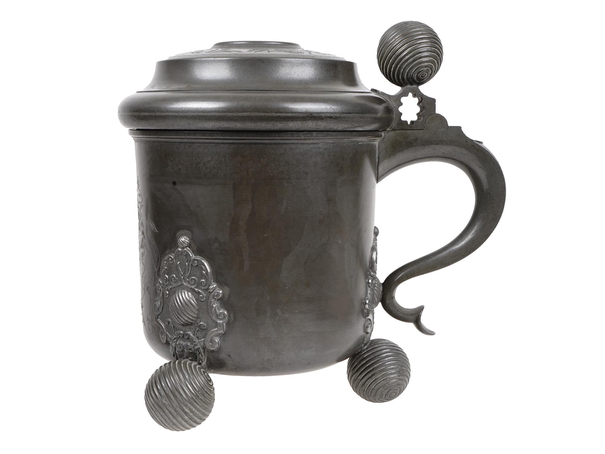 ANTIQUE SWEDISH PEWTER STEIN F. SANTESSON C. 1900 PIC-2